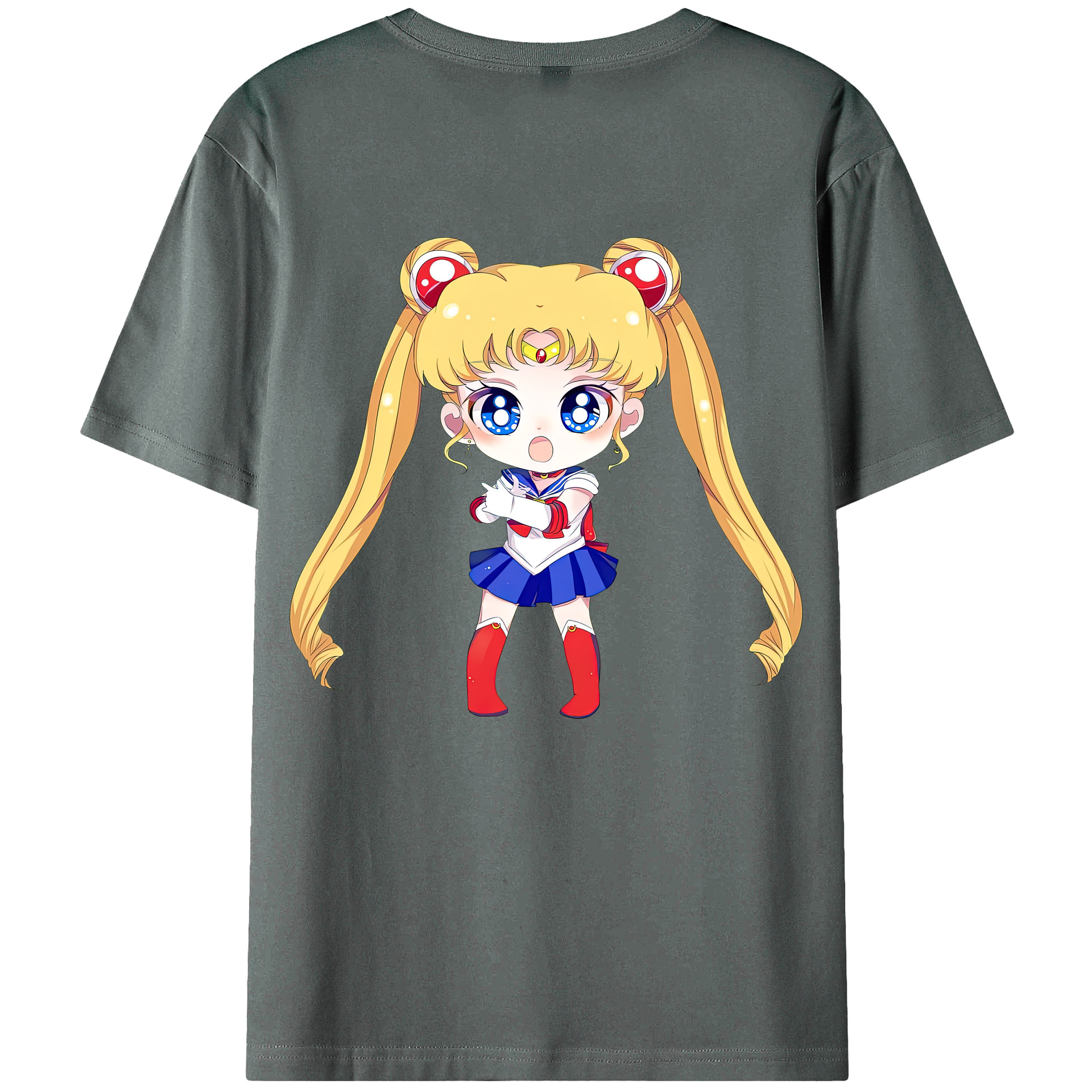 （画像用） 美少女戦士セーラームーン 月野 うさぎ つきの うさぎ Sailor Moon Tsukino Usagi 綿100％ メンズ半袖Tシャツ（バックプリント） 通気性